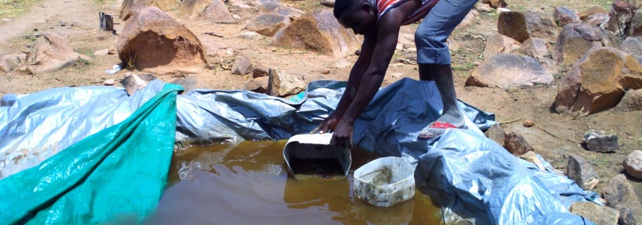 Catching water for mixing concrete
